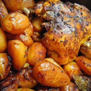 STUFFED CHICKEN WITH RICE & SWEET POTATO IN ORANGE MARINADE